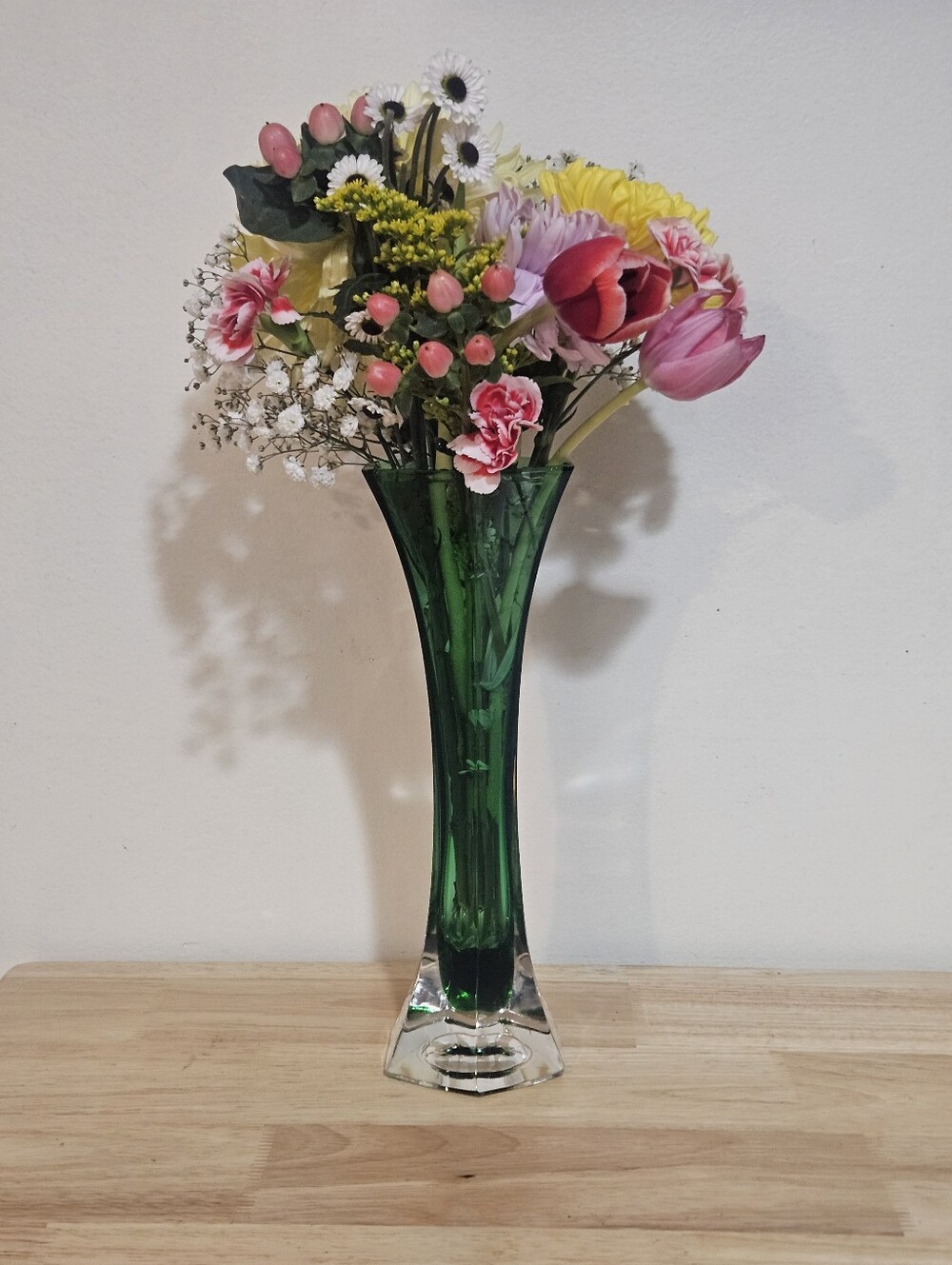 Vintage Green Crystal Italian Art Glass Vase